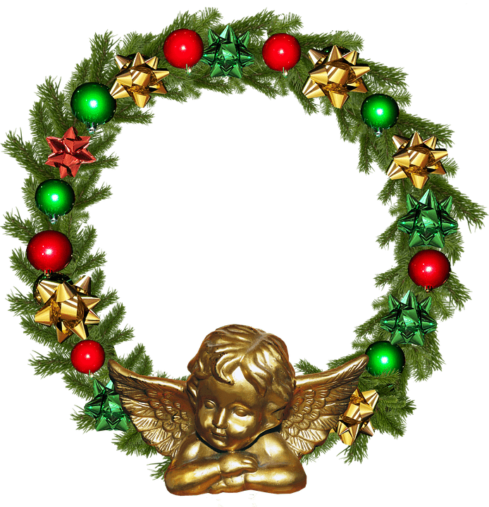 Christmas Angel Wreath Profile Frame